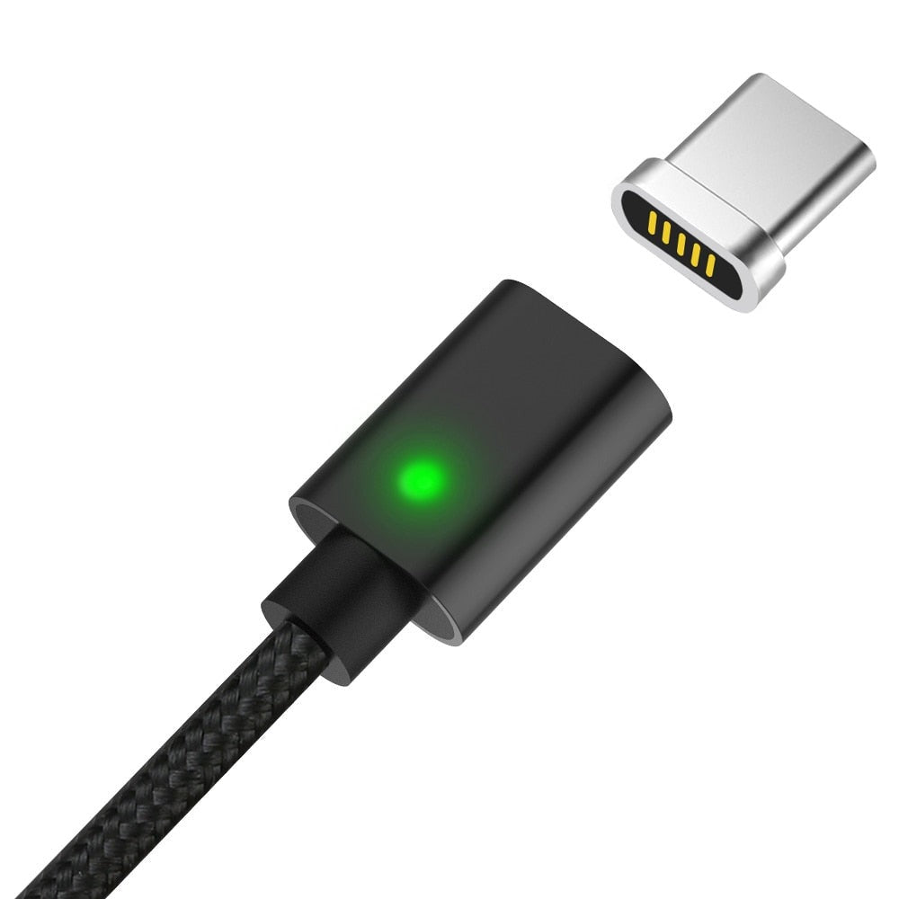 Magnetic Cable LED Indicator USB Type-C Micro USB  Adapter Nylon Braided