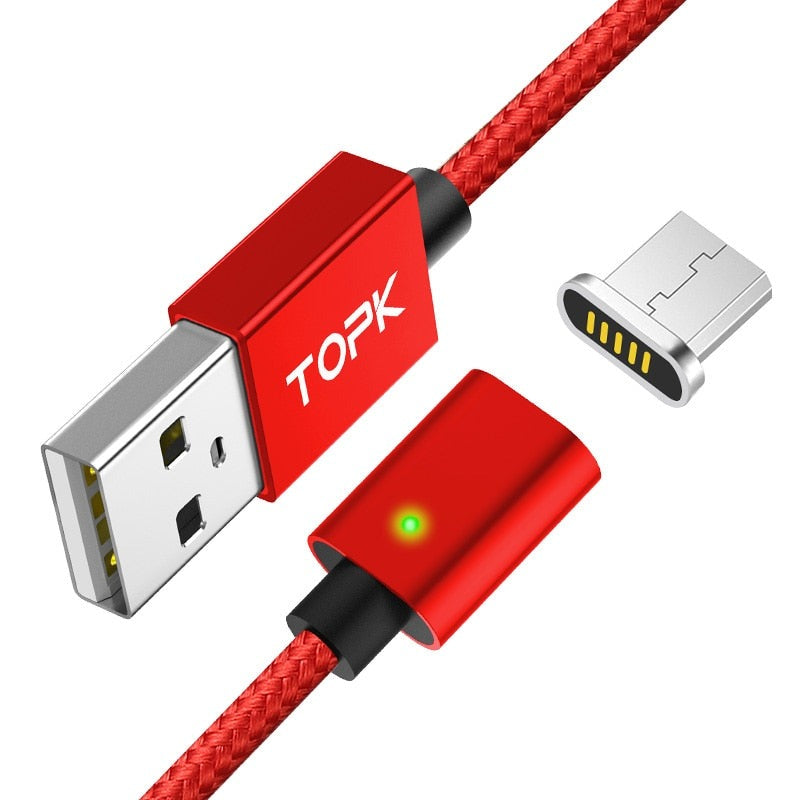 Magnetic Cable LED Indicator USB Type-C Micro USB  Adapter Nylon Braided