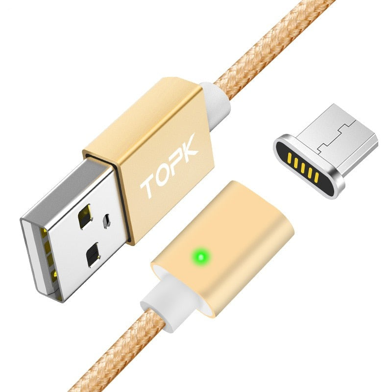 Magnetic Cable LED Indicator USB Type-C Micro USB  Adapter Nylon Braided