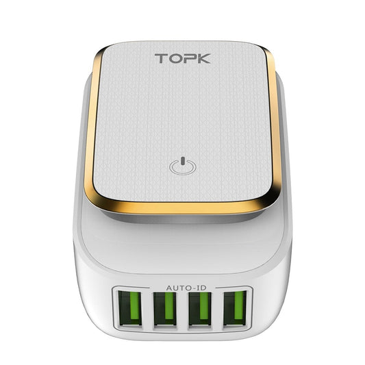 LED Lamp 4-Port USB Wall Charger Adapter