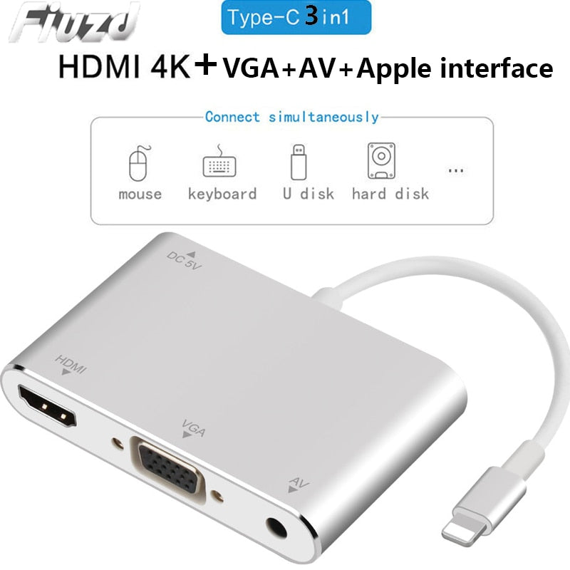 USB C HUB 3 in 1 USB Docking Station USB-C to HDMI Card Reader RJ45 Adapter for MacBook Iphone 5