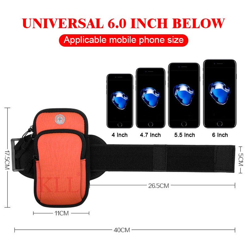 Universal 6'' Waterproof Sport Armband Bag Running Jogging Gym Arm Band Mobile Phone Bag Case