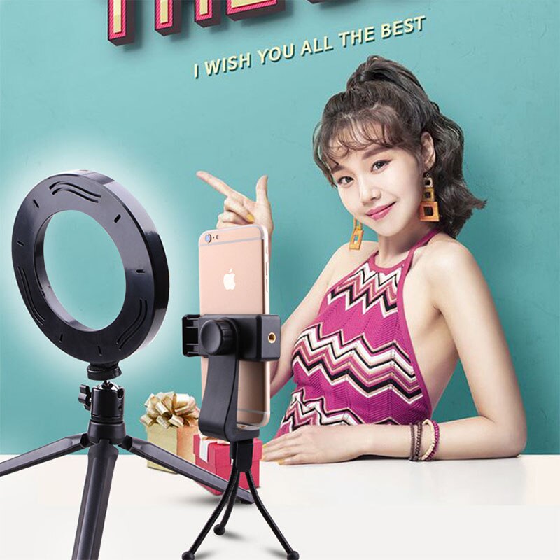 mini Photographic Lighting Dimmable LED Ring Light Photo Studio Phone Ring Lamp Photography For